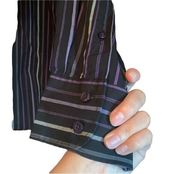 3 for $30! Claiborne purple stripped button down shirt - Picture 9 of 11